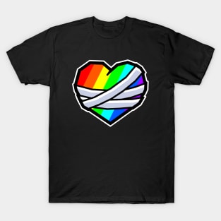 Big Colourful Rainbow Mending Heart with Bandages - Broken Heart Healing - Mending Heart T-Shirt